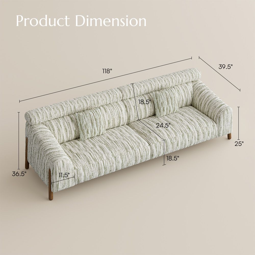 Mid Century Modern Green Cotton and Linen Sofas & Loveseats