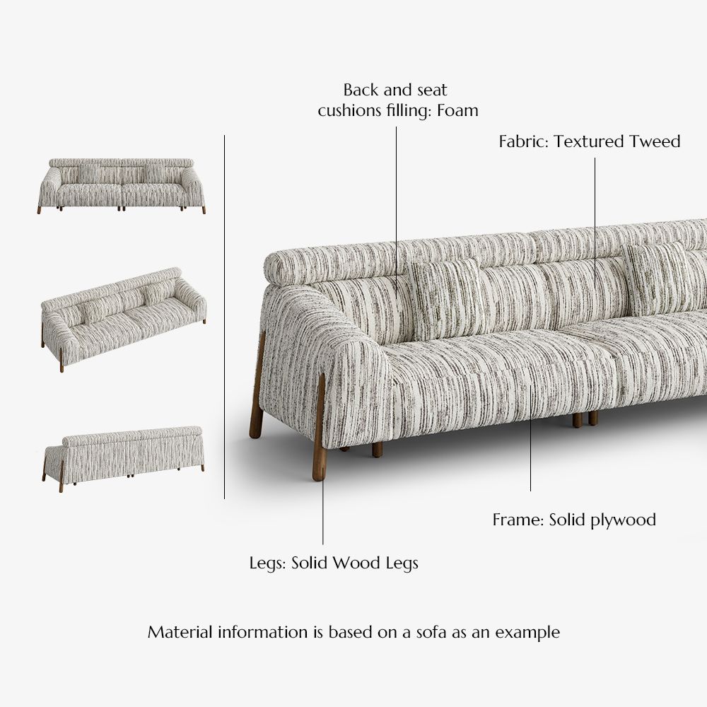 Black Black Cotton and Linen Sofas & Loveseats