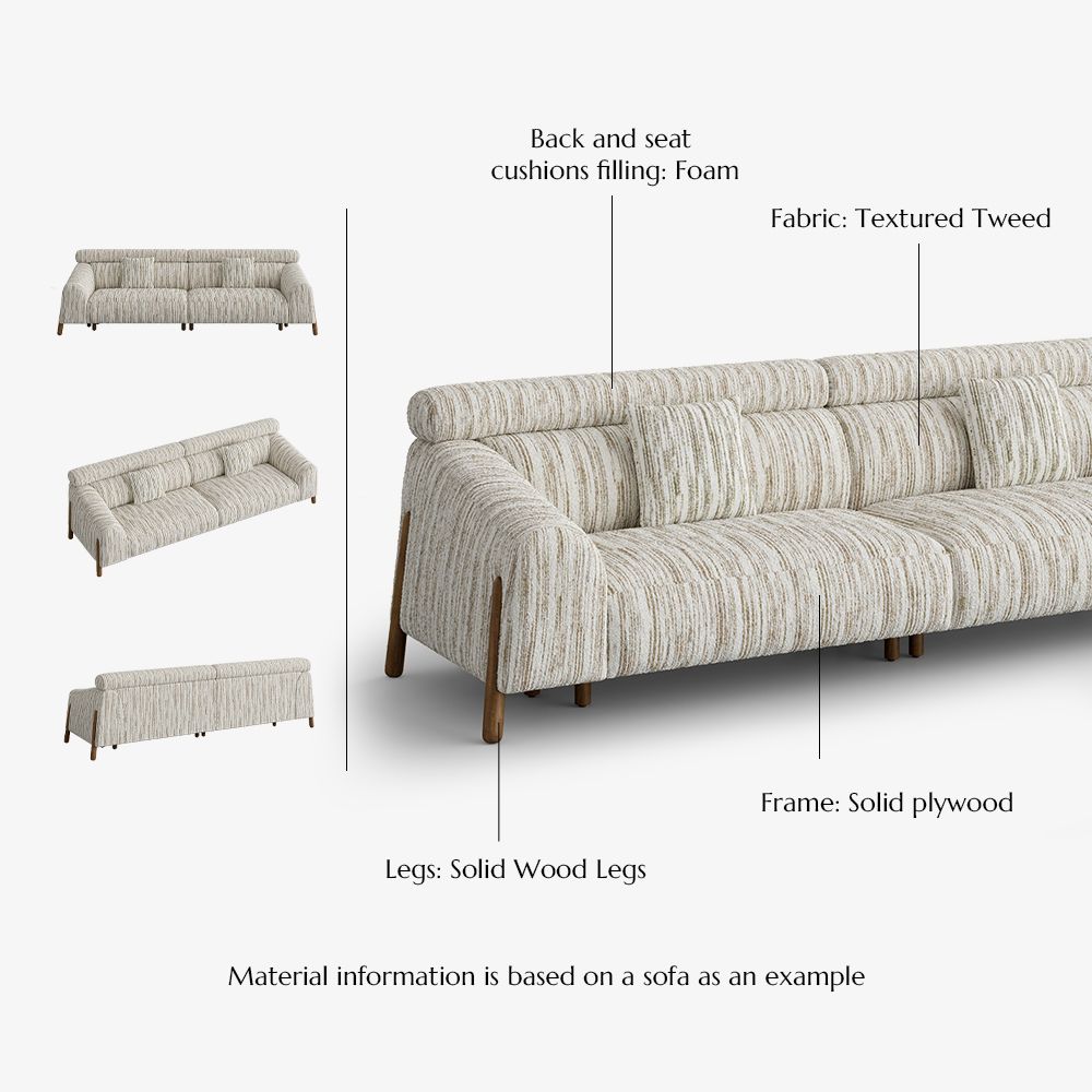 Beige Brown&Beige Cotton and Linen Sofas & Loveseats