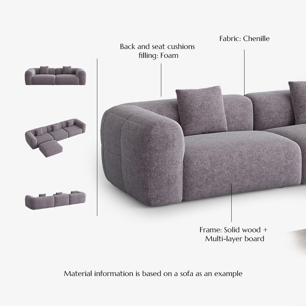 Relaxed Puce Chenille Sofas & Loveseats