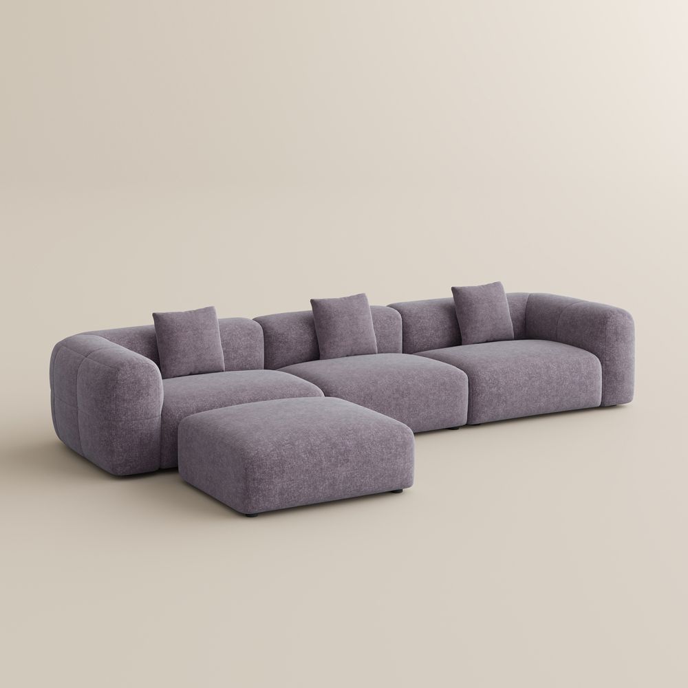 Curved Armrest Puce Chenille Sofas & Loveseats