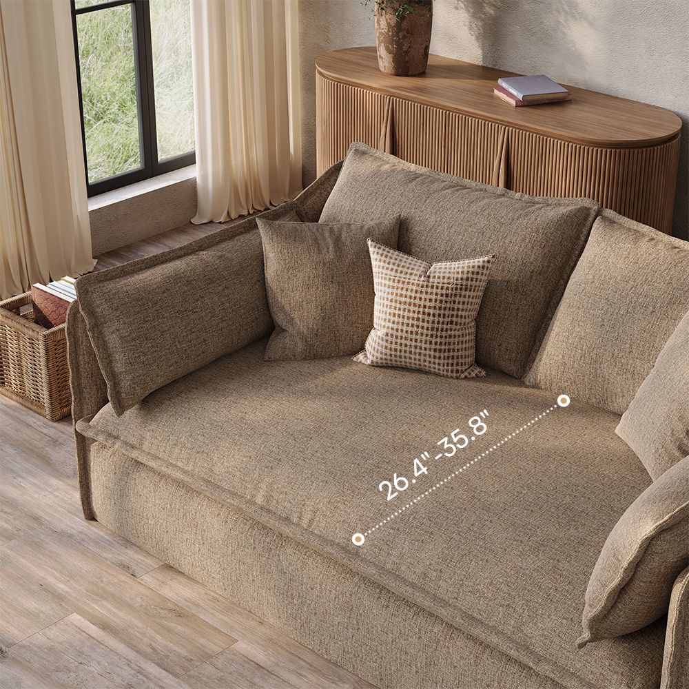 Comfortable Khaki Cotton and Linen Sofas & Loveseats