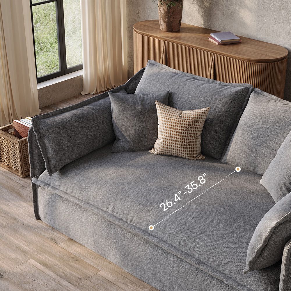 Relaxed Gray Cotton and Linen Sofas & Loveseats