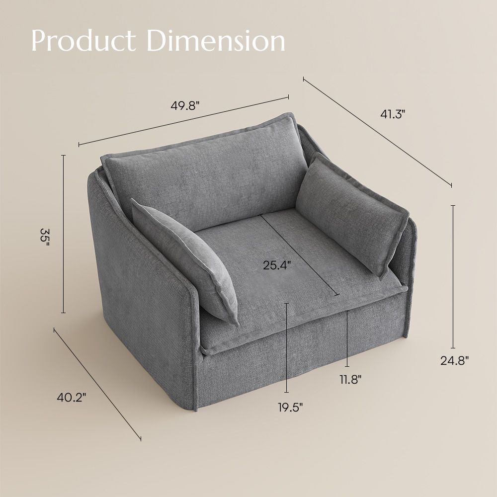 Cotton Linen Gray Cotton and Linen Sofas & Loveseats