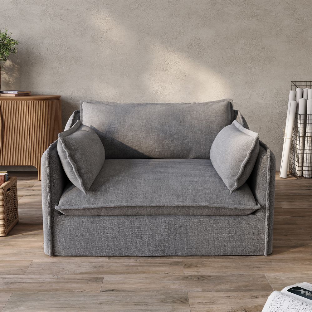 Home Theater Gray Cotton and Linen Sofas & Loveseats