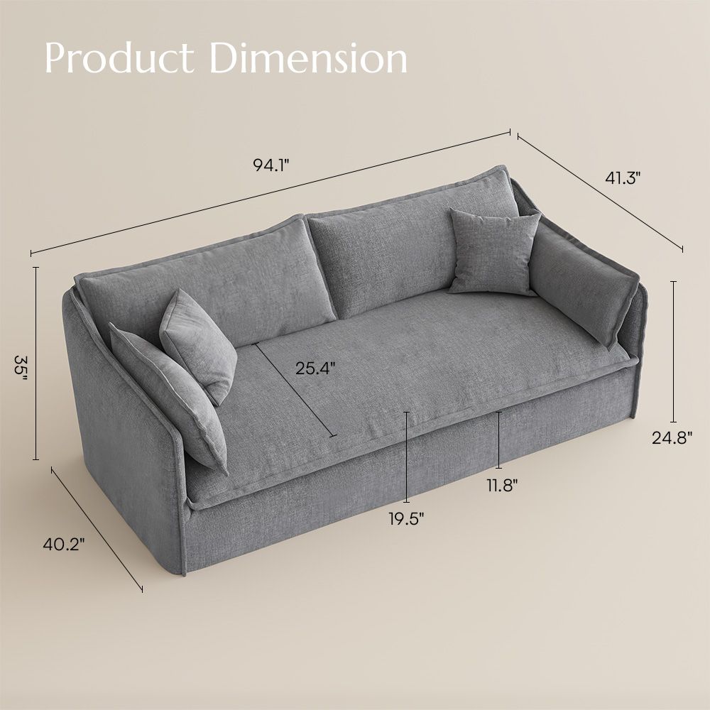 Modern Gray Cotton and Linen Sofas & Loveseats