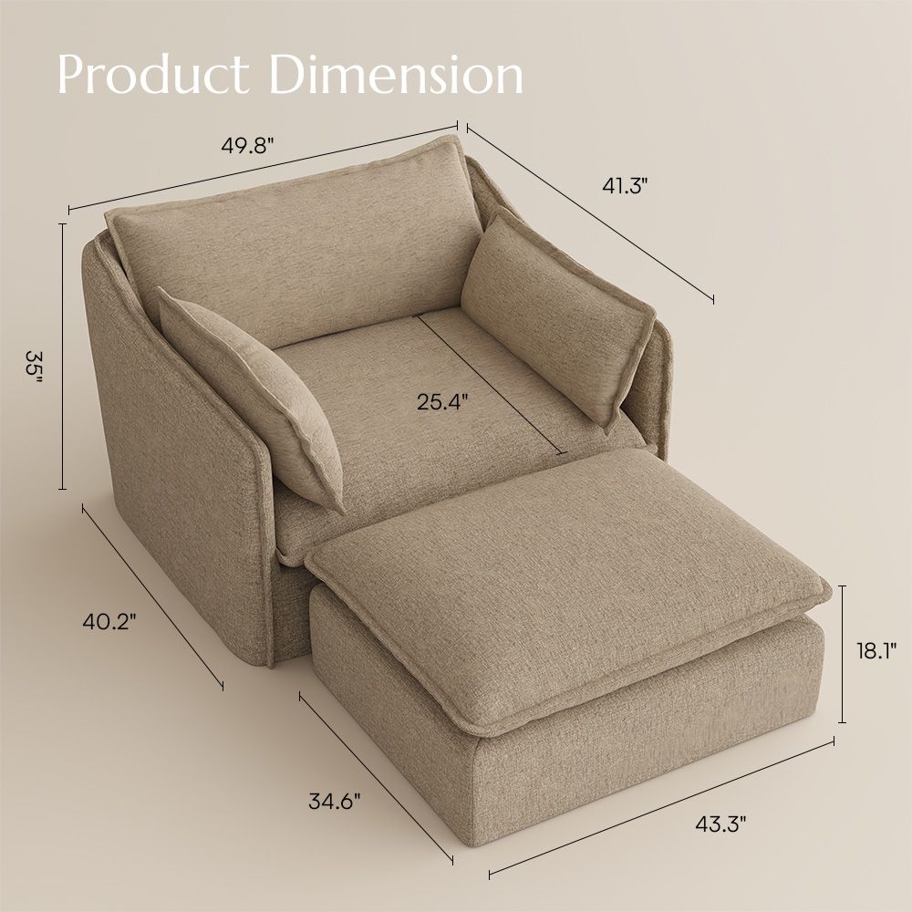 Bedroom Khaki Cotton and Linen Sofas & Loveseats