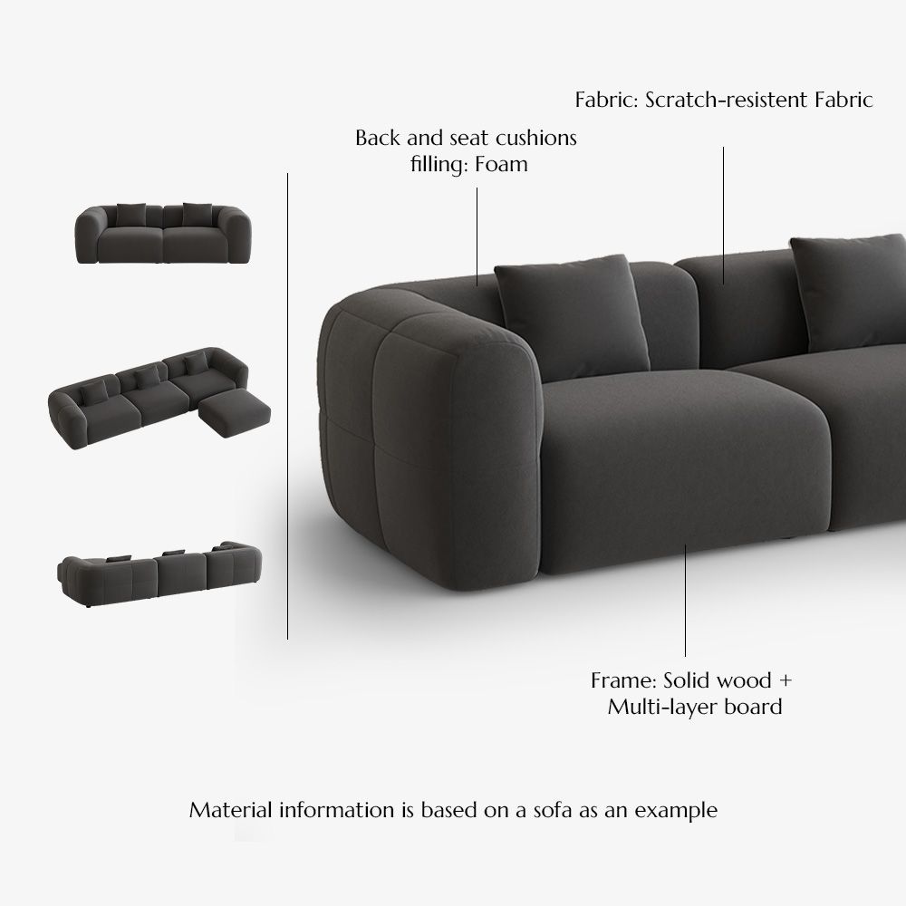 Partial Assembly Required Dark Gray Pet-Friendly Fabric Sofas & Loveseats