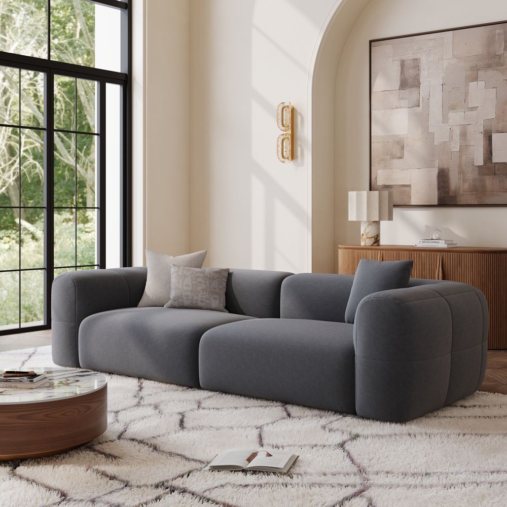 2 Seater Dark Gray Pet-Friendly Fabric Sofas & Loveseats