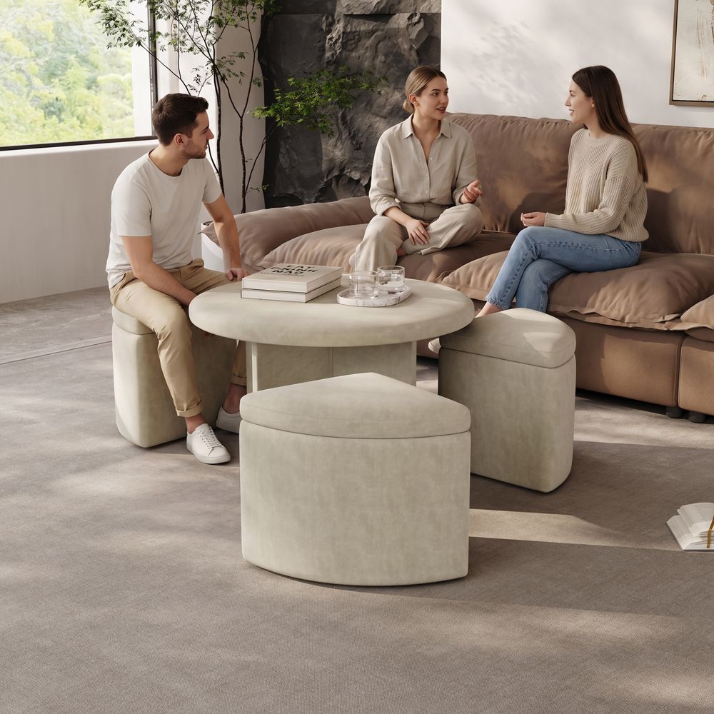 Beige Anti-scratch and Waterproof Fabric Sofas & Loveseats