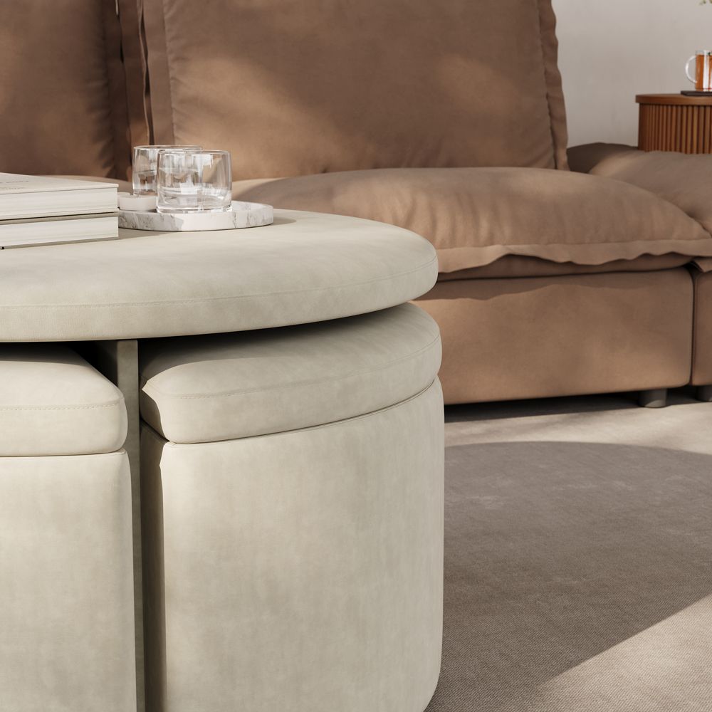 Beige Anti-scratch and Waterproof Fabric Sofas & Loveseats