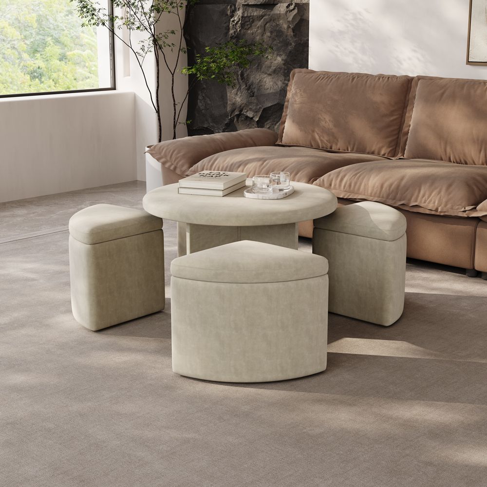 Beige Anti-scratch and Waterproof Fabric Sofas & Loveseats