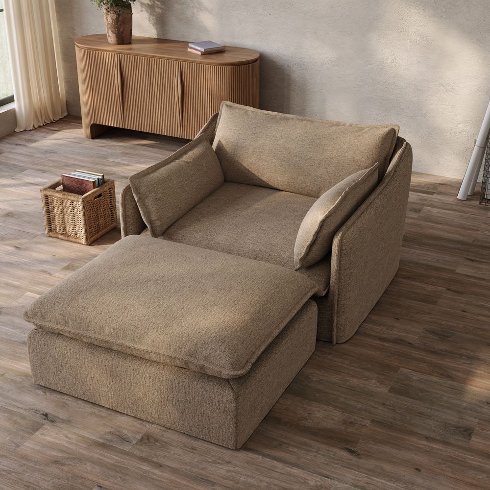 Bedroom Khaki Cotton and Linen Sofas & Loveseats