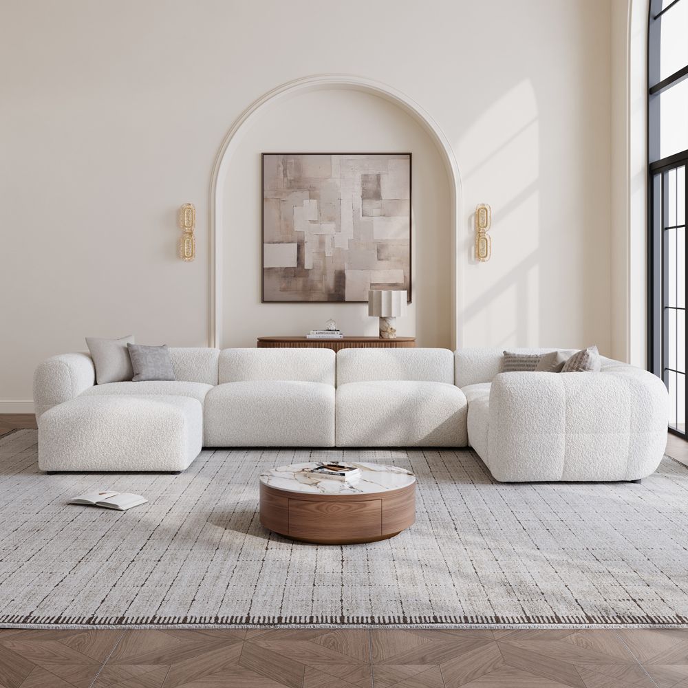 Living Room Beige Bouclé Sofas & Loveseats