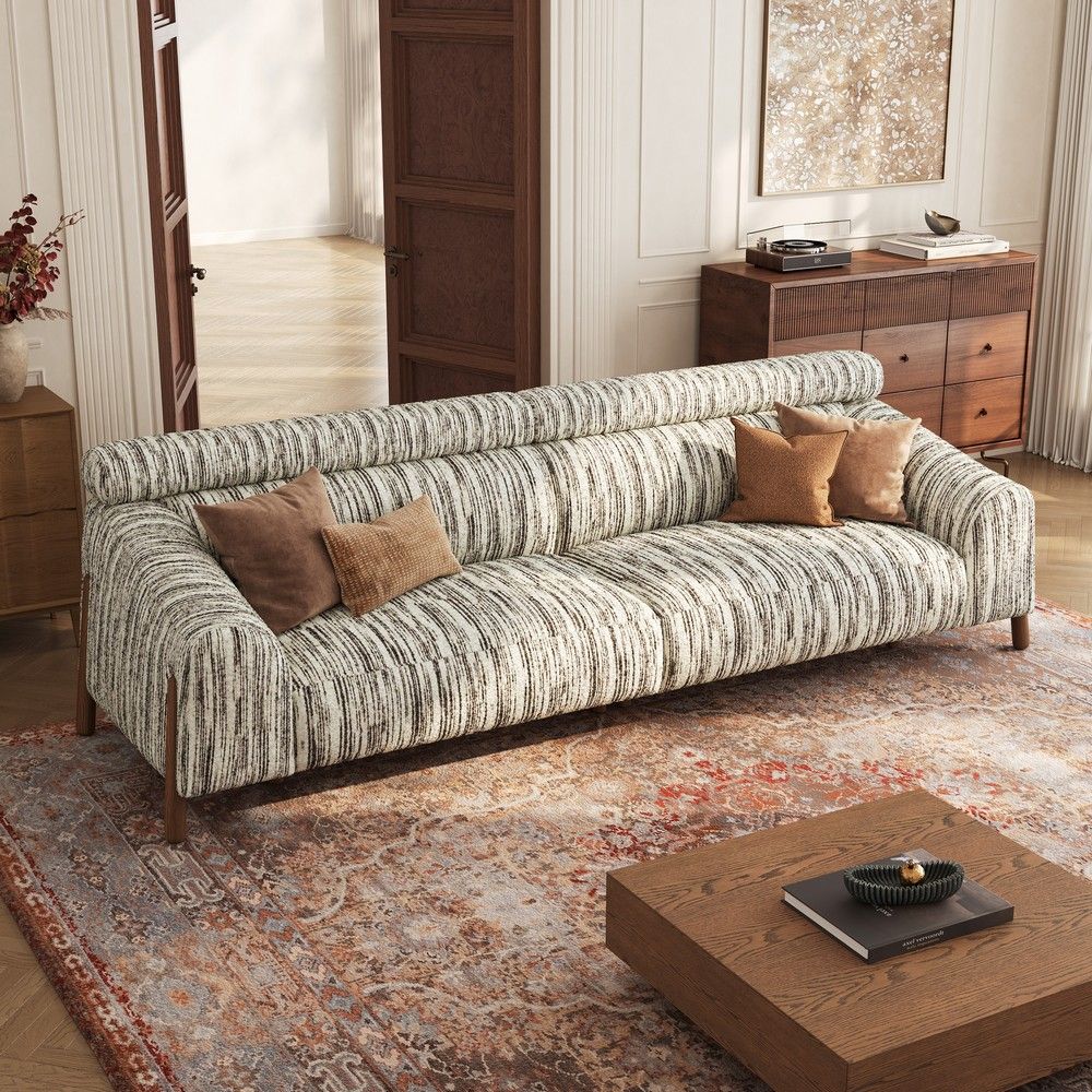 Home Theater Black Textured Tweed Sofas & Loveseats