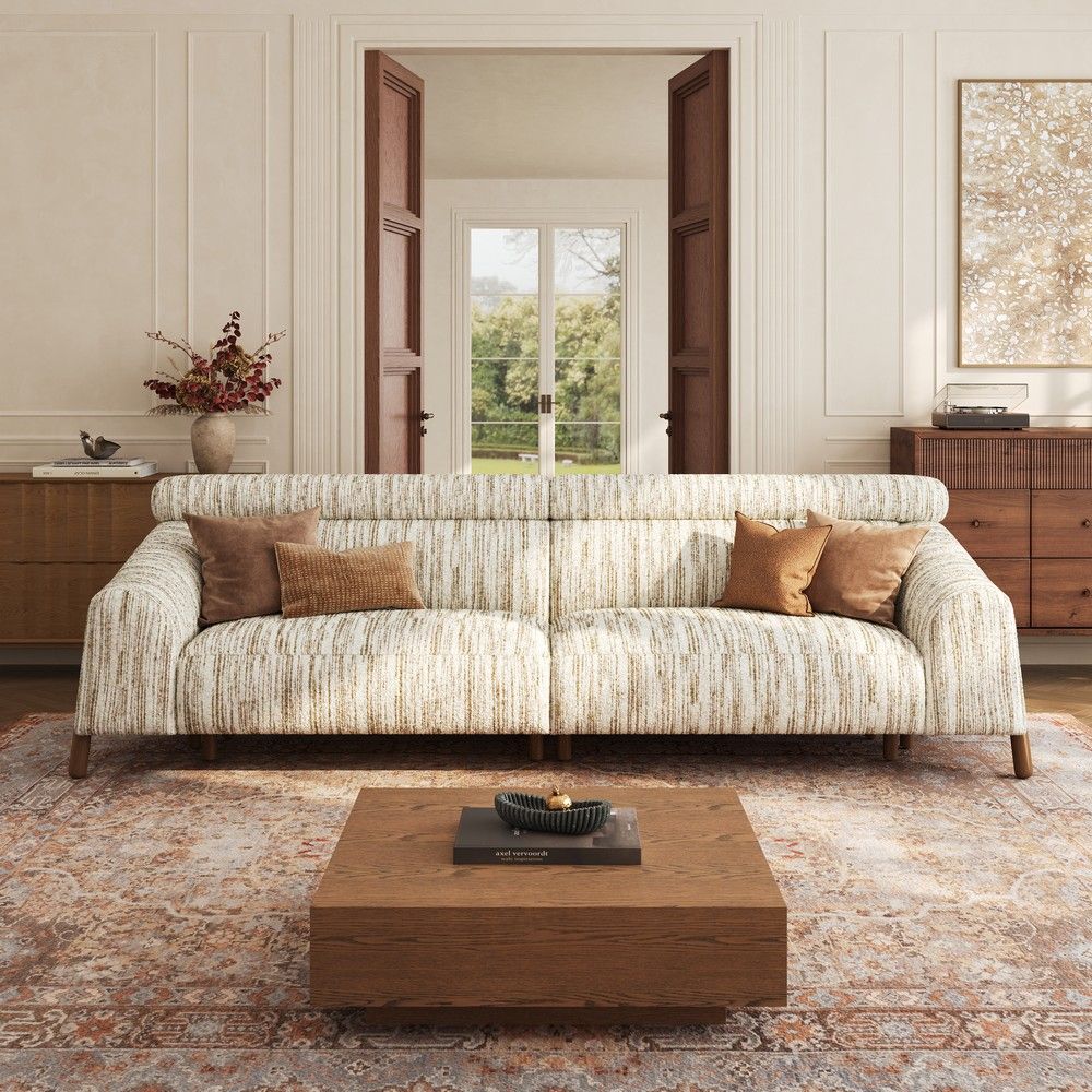 Home Theater Brown Textured Tweed Sofas & Loveseats