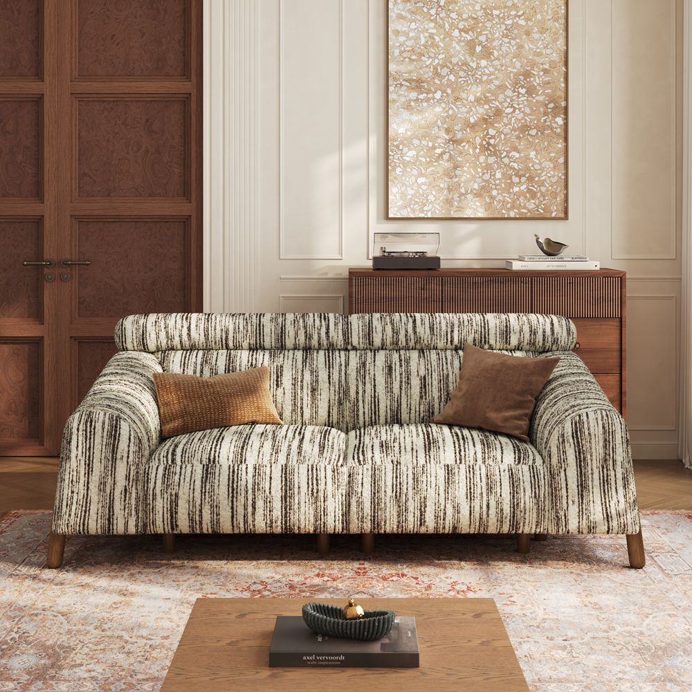 Black Black Textured Tweed Sofas & Loveseats