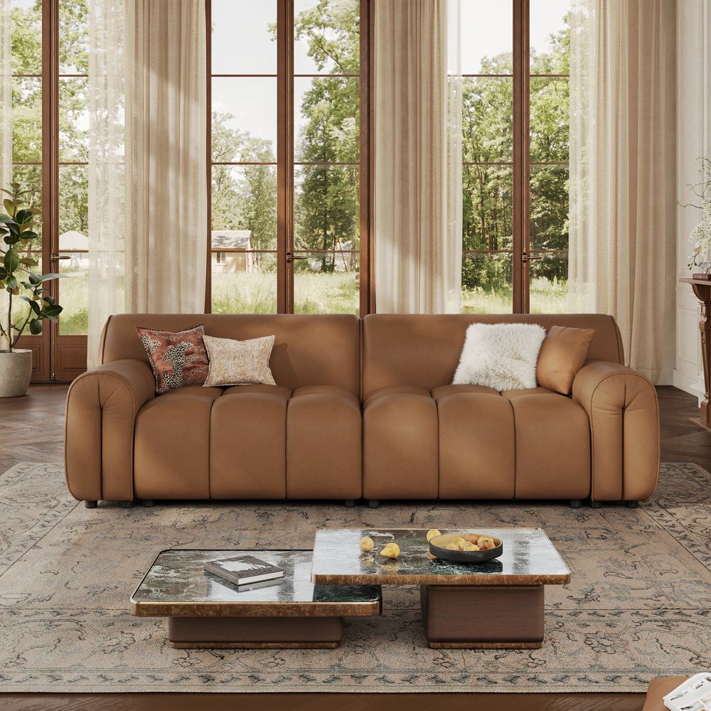 High Caramel Genuine Leather Sofas & Loveseats