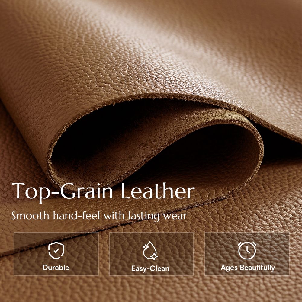 Curved Armrest Caramel Genuine Leather Sofas & Loveseats