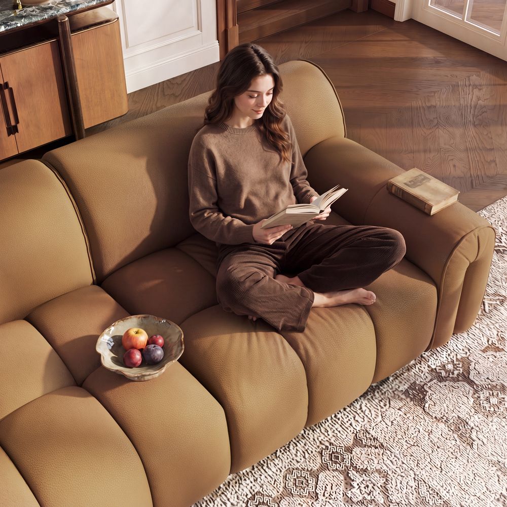 Apartment Caramel Genuine Leather Sofas & Loveseats