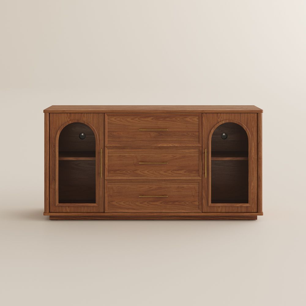 Fully Assemble Walnut Color Engineered Wood Storage Cabinets