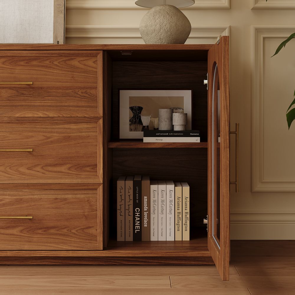 Cloister Walnut Color Engineered Wood Storage Cabinets
