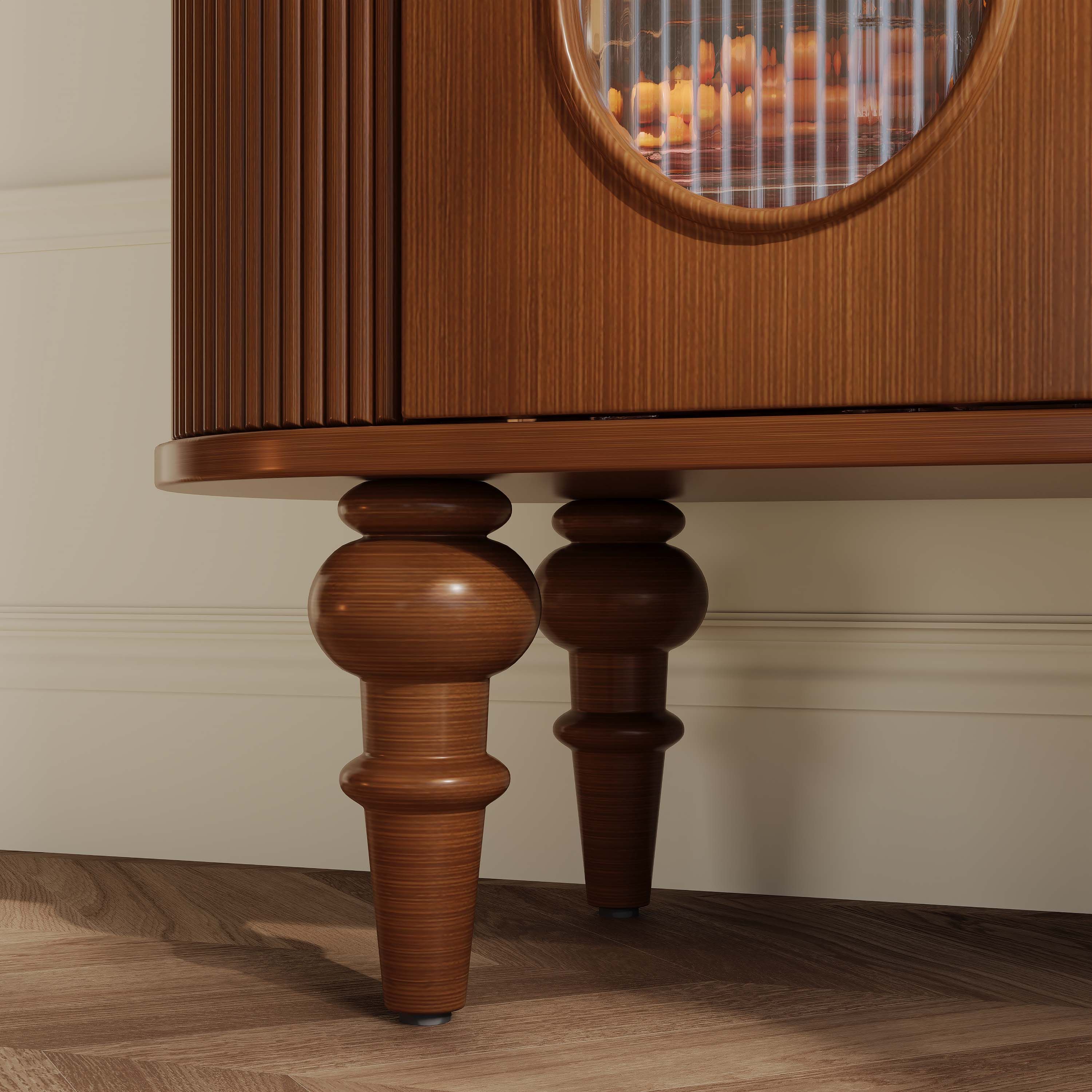 Wide Cabinets Walnut Color Engineered Wood Storage Cabinets
