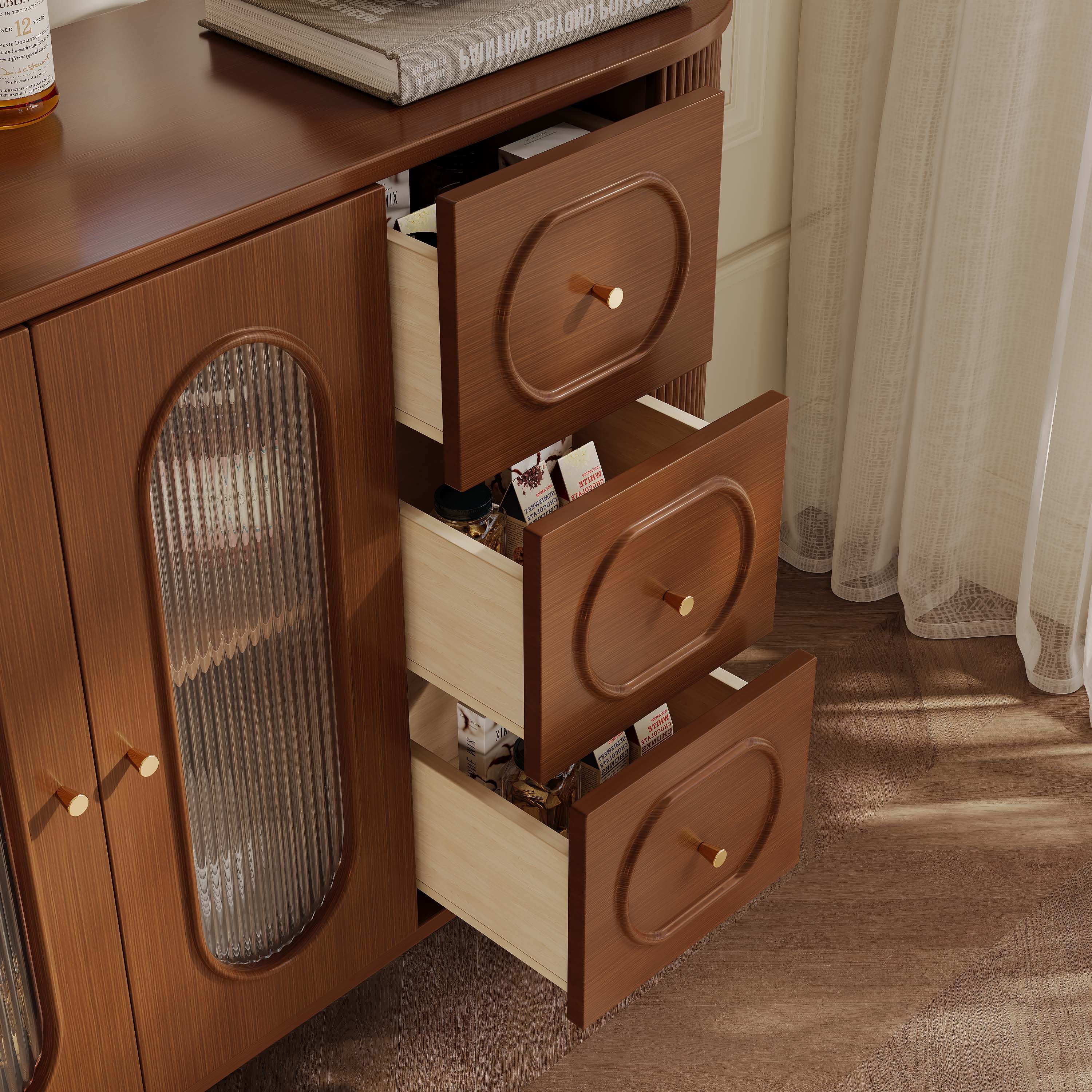 with Cabinets Walnut Color Engineered Wood Storage Cabinets