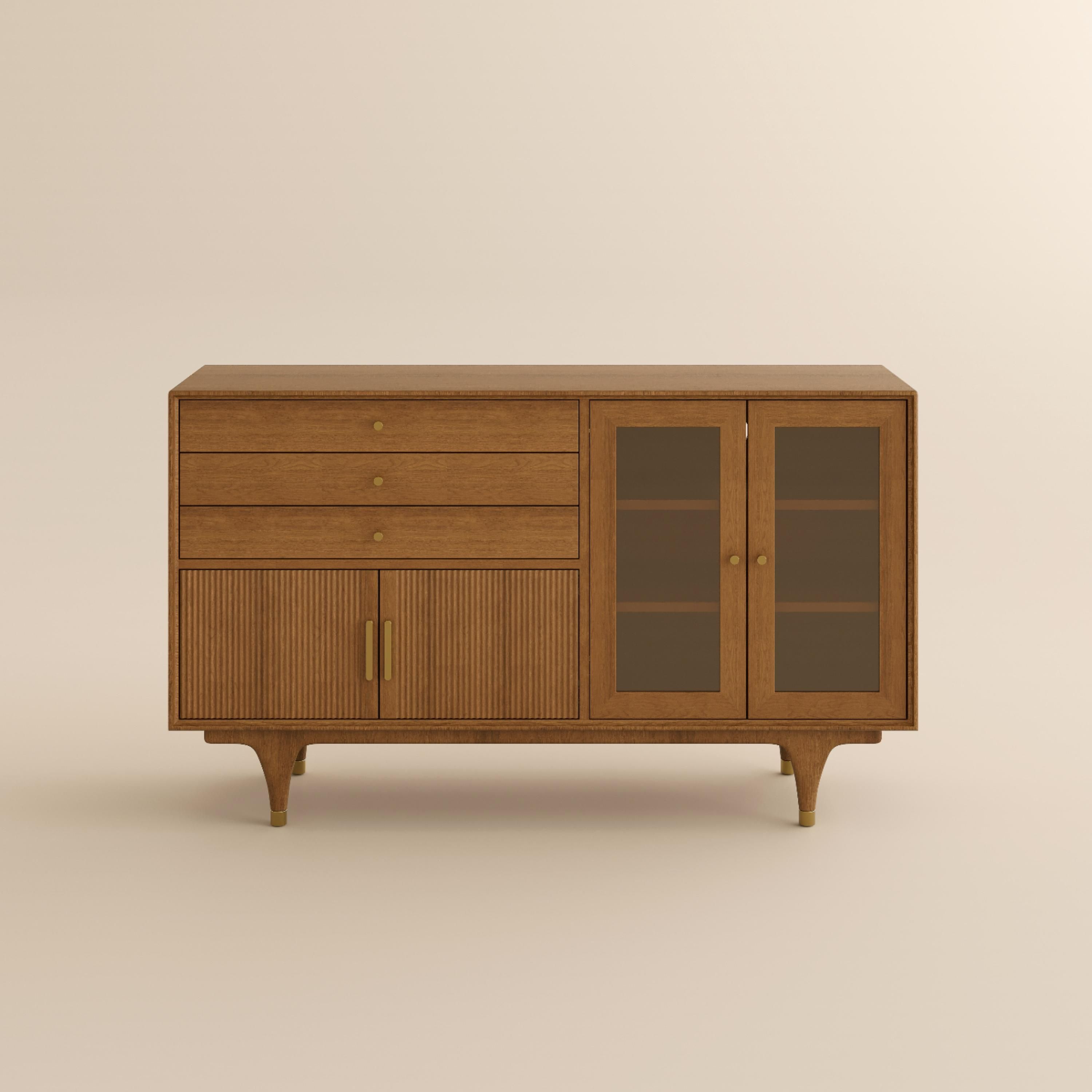 Multi-layer Solid Wood Frame Walnut Engineered Wood Storage Cabinets