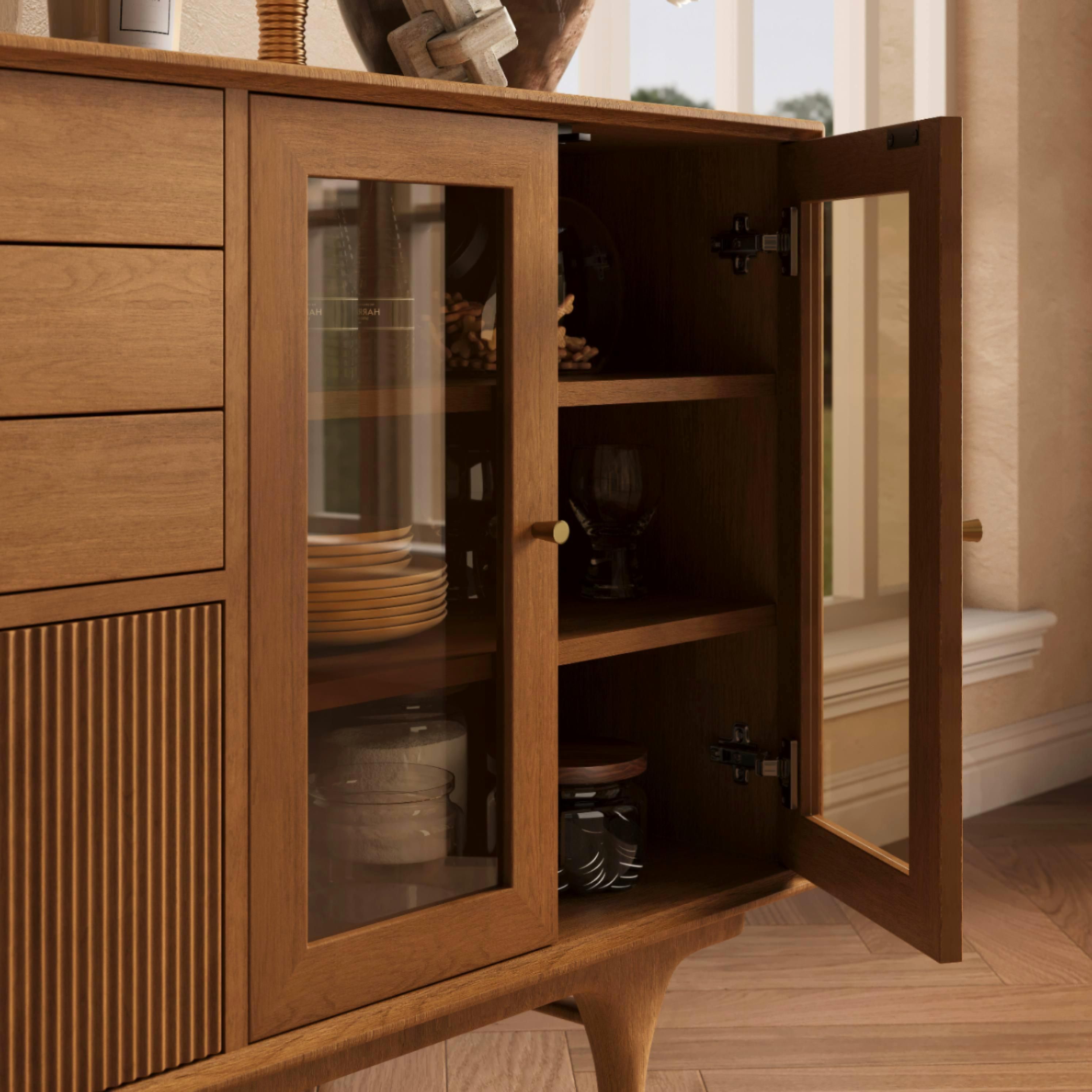 Solid Wood Walnut Engineered Wood Storage Cabinets