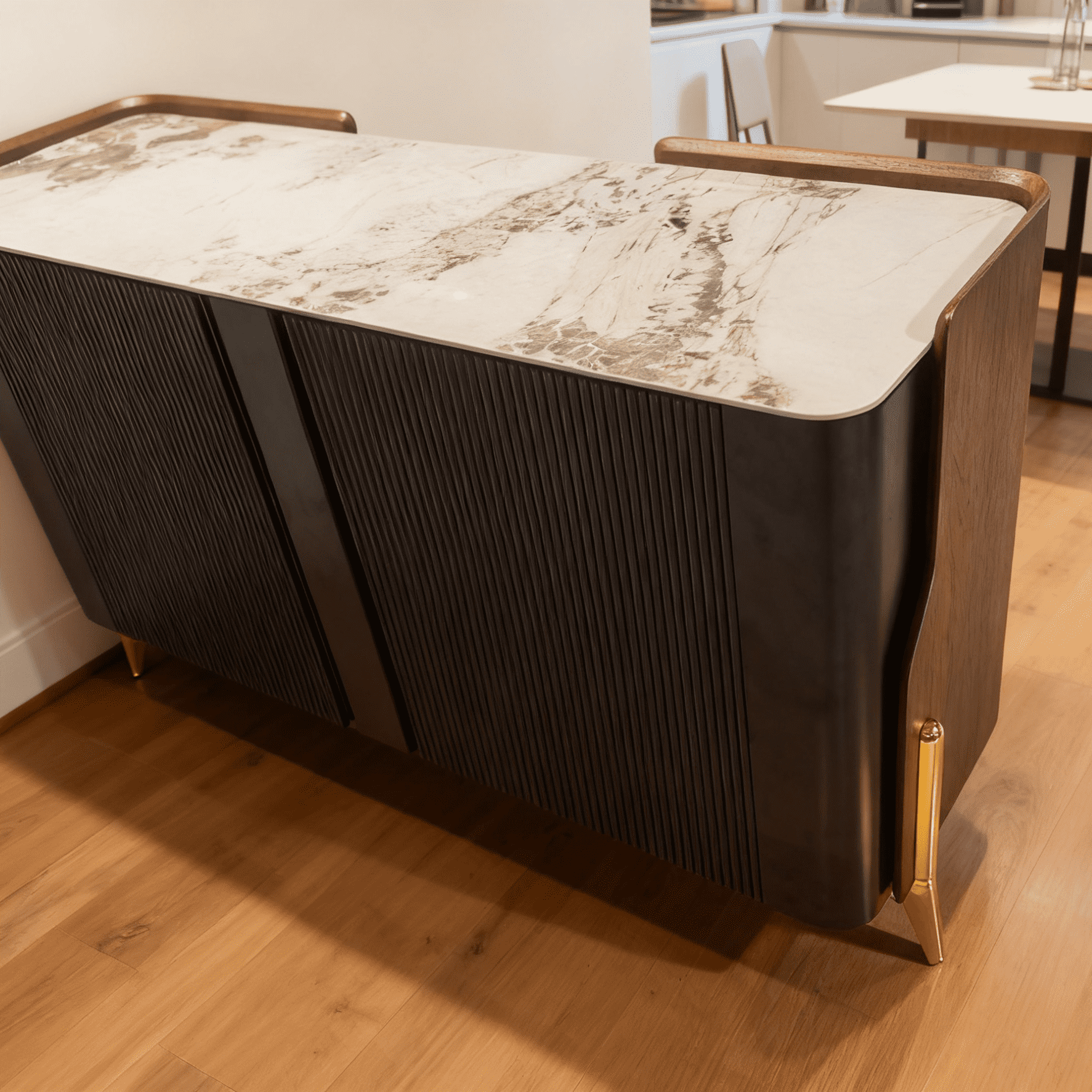 Sintered Stone Black Glossy Sintered Stone Storage Cabinets