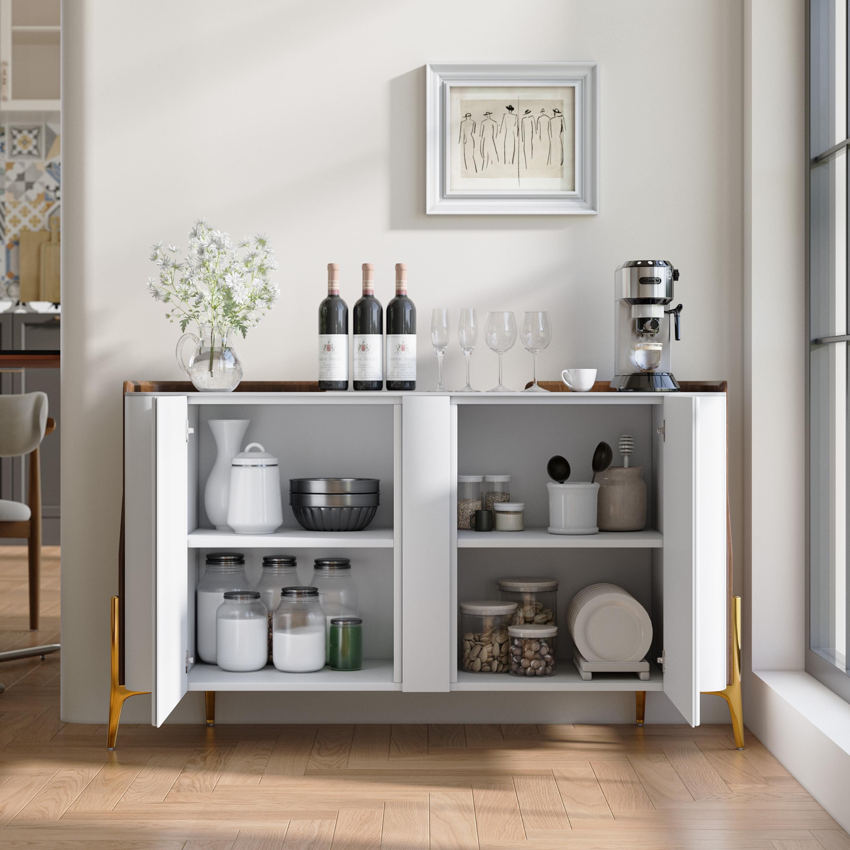 Modern Luxury White Glossy Sintered Stone Storage Cabinets