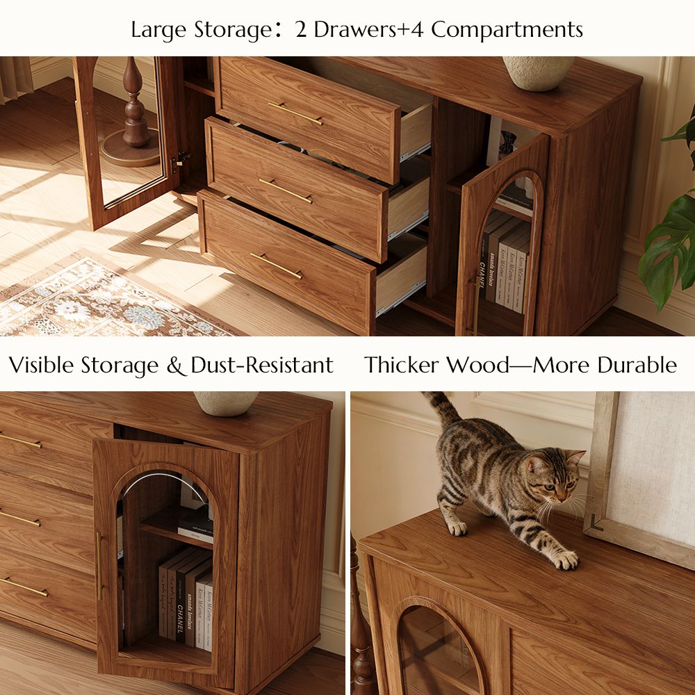 without Drawers Walnut Color Engineered Wood Storage Cabinets