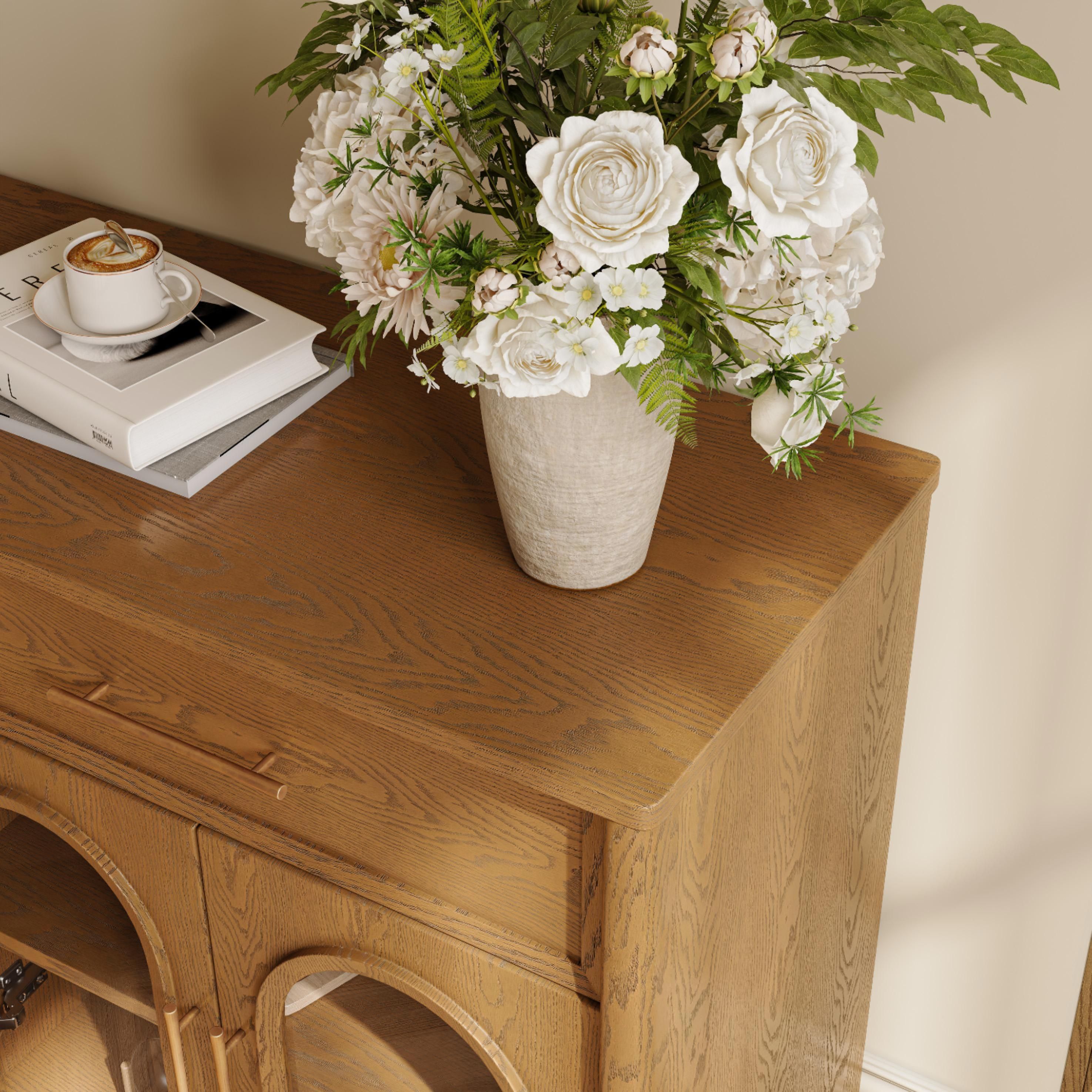 Solid Wood Light Walnut Color Engineered Wood Storage Cabinets