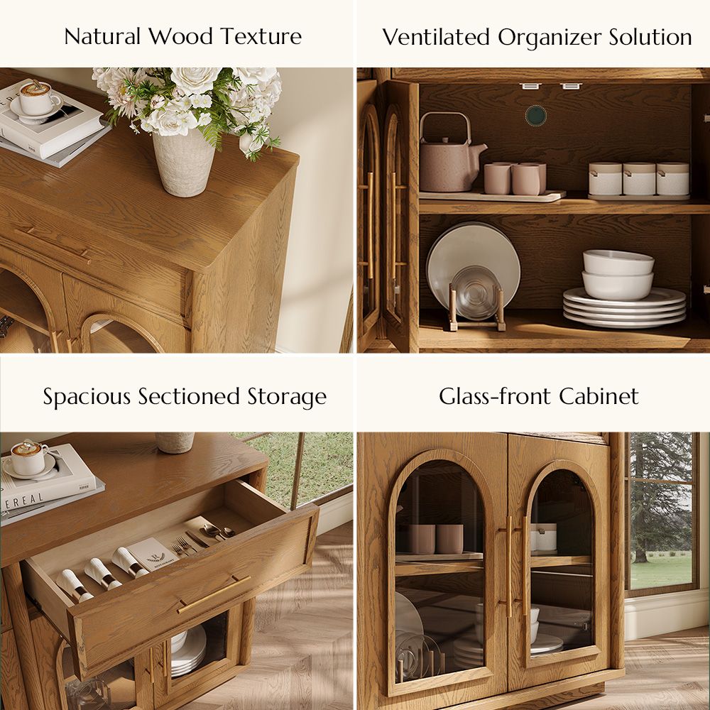 Credenza Light Walnut Engineered Wood Storage Cabinets