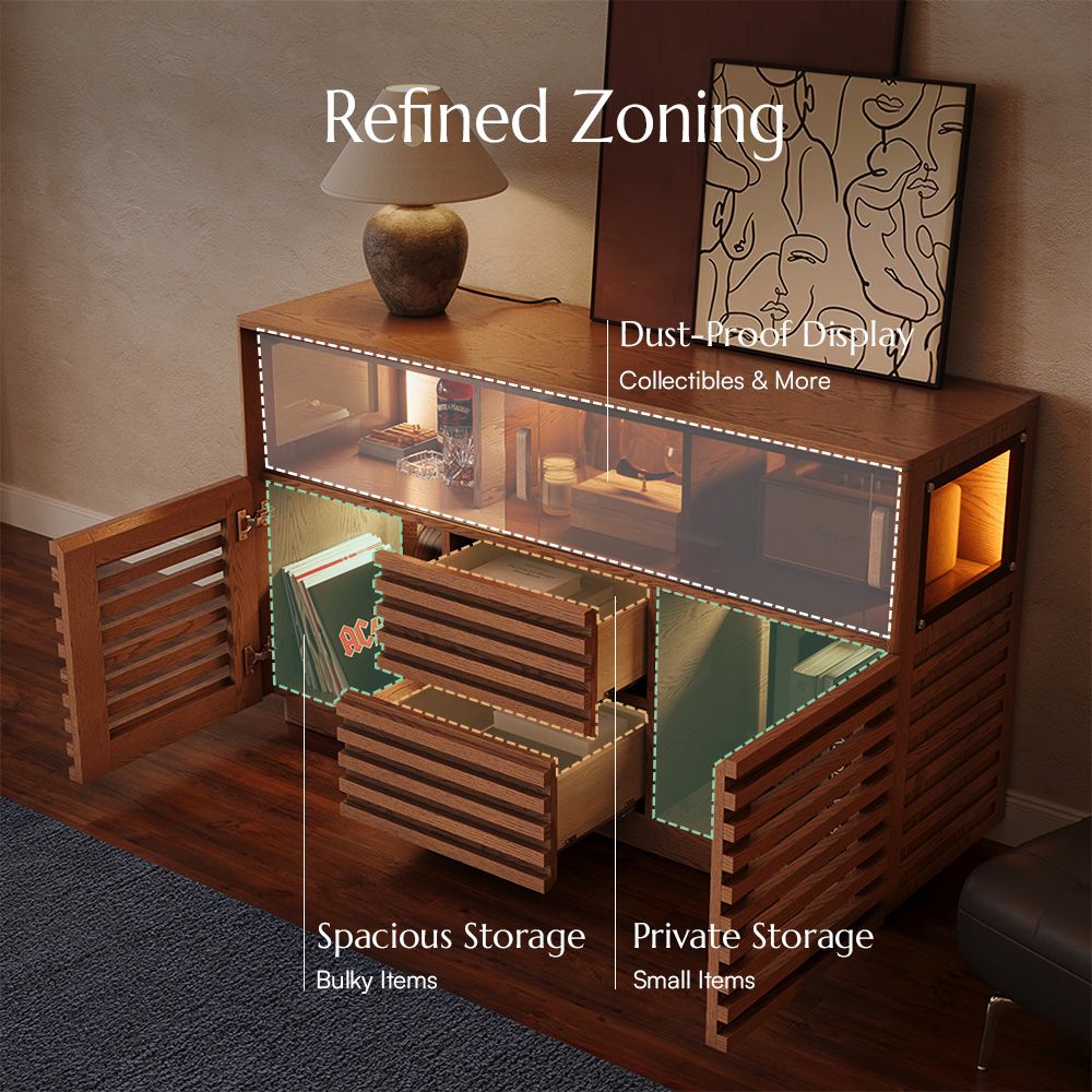 Adjustable Walnut Color Engineered Wood Storage Cabinets