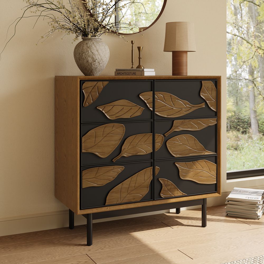 Mid Century Modern Wood & Black MDF  Storage Cabinets