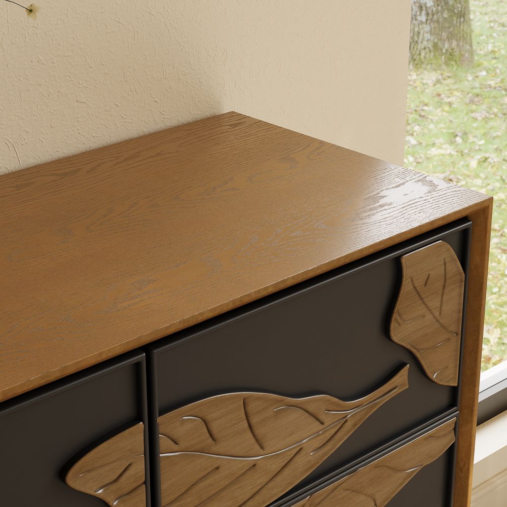 Mid Century Modern Wood & Black MDF  Storage Cabinets