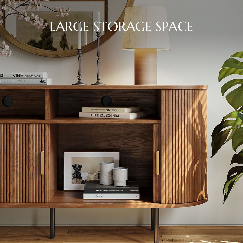 Wide Cabinets Walnut Color Plywood Storage Cabinets