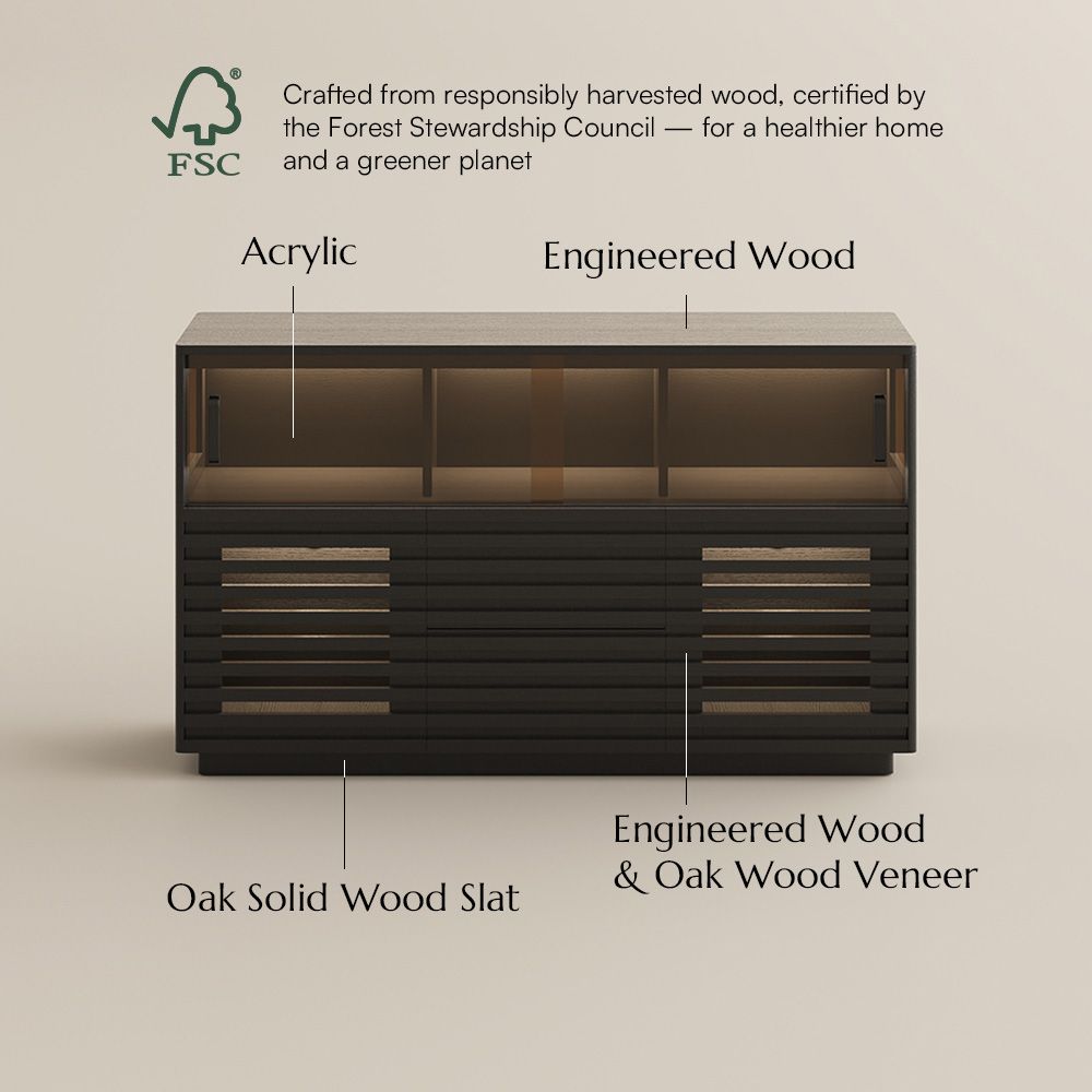 Sintered Stone Top Black Engineered Wood Storage Cabinets