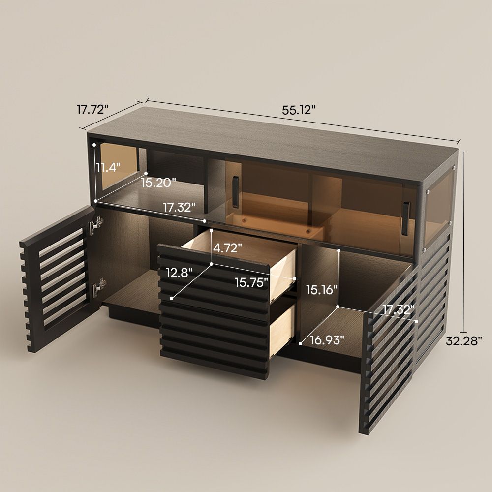 Acrylic Black Engineered Wood Storage Cabinets