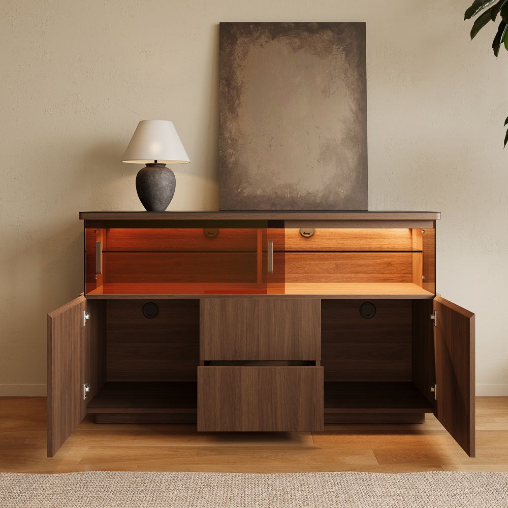 Aether Walnut Color Engineered Wood Storage Cabinets