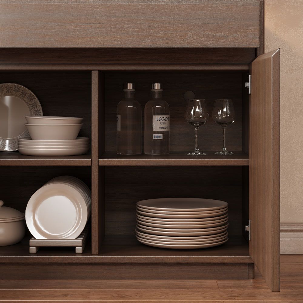 Fully Assembled Walnut Color Engineered Wood Storage Cabinets