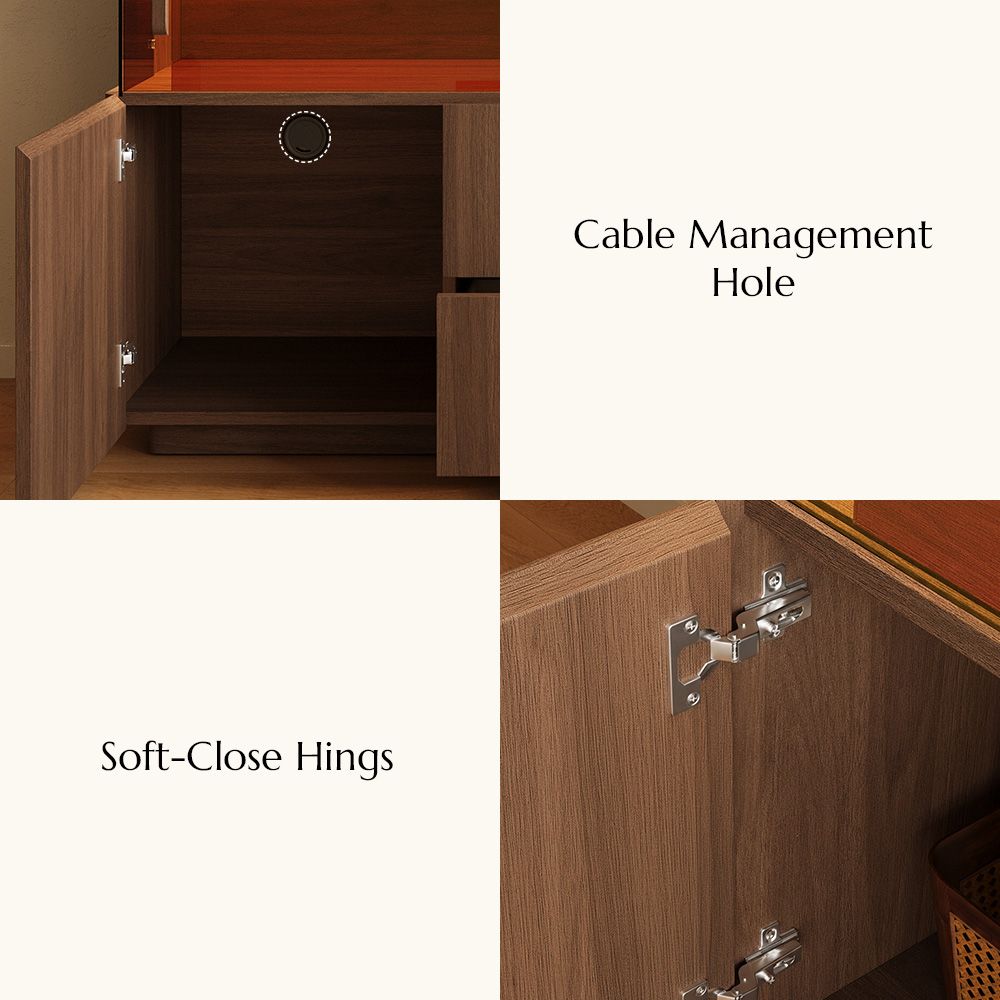 Sintered Stone Walnut Color Engineered Wood Storage Cabinets