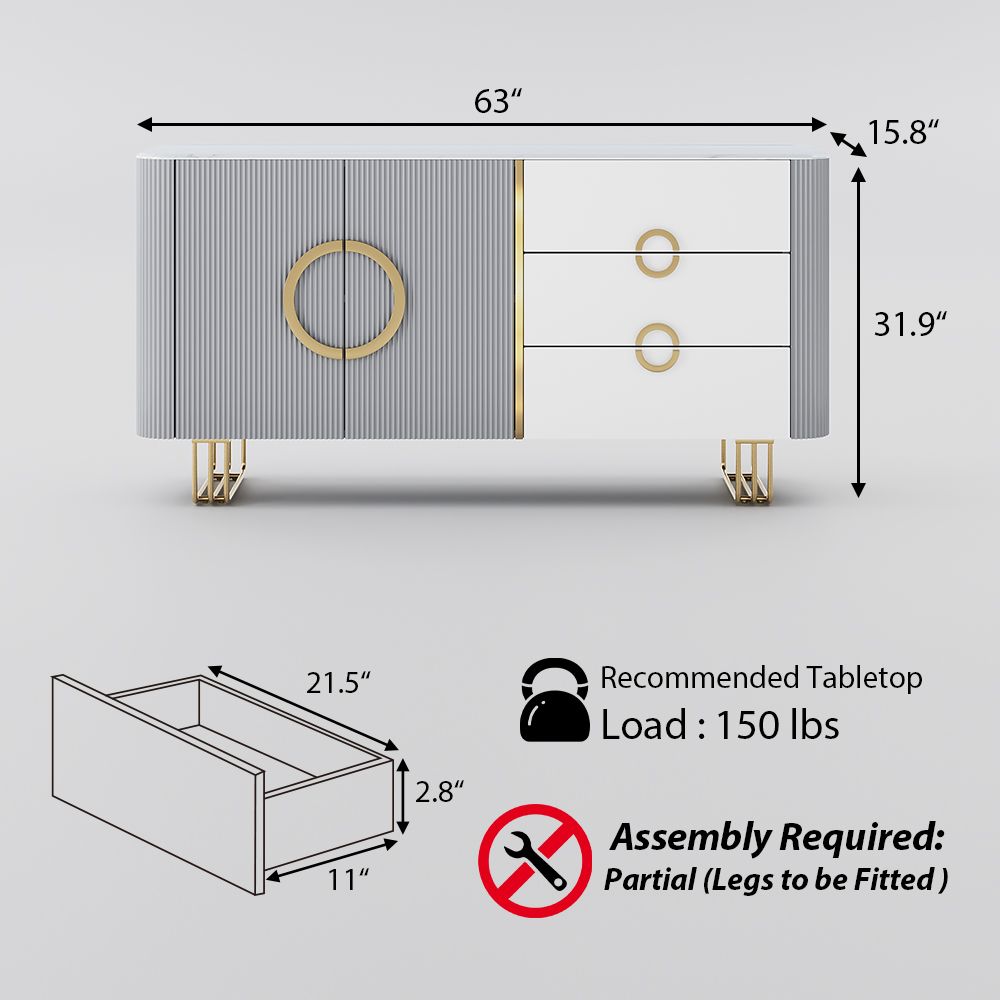 with Cabinets White & Gray Glossy Sintered Stone Storage Cabinets