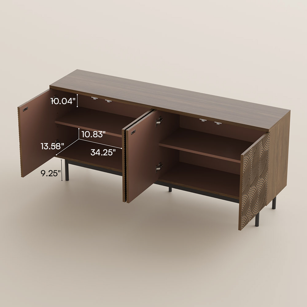 with Storage Walnut Color MDF Storage Cabinets