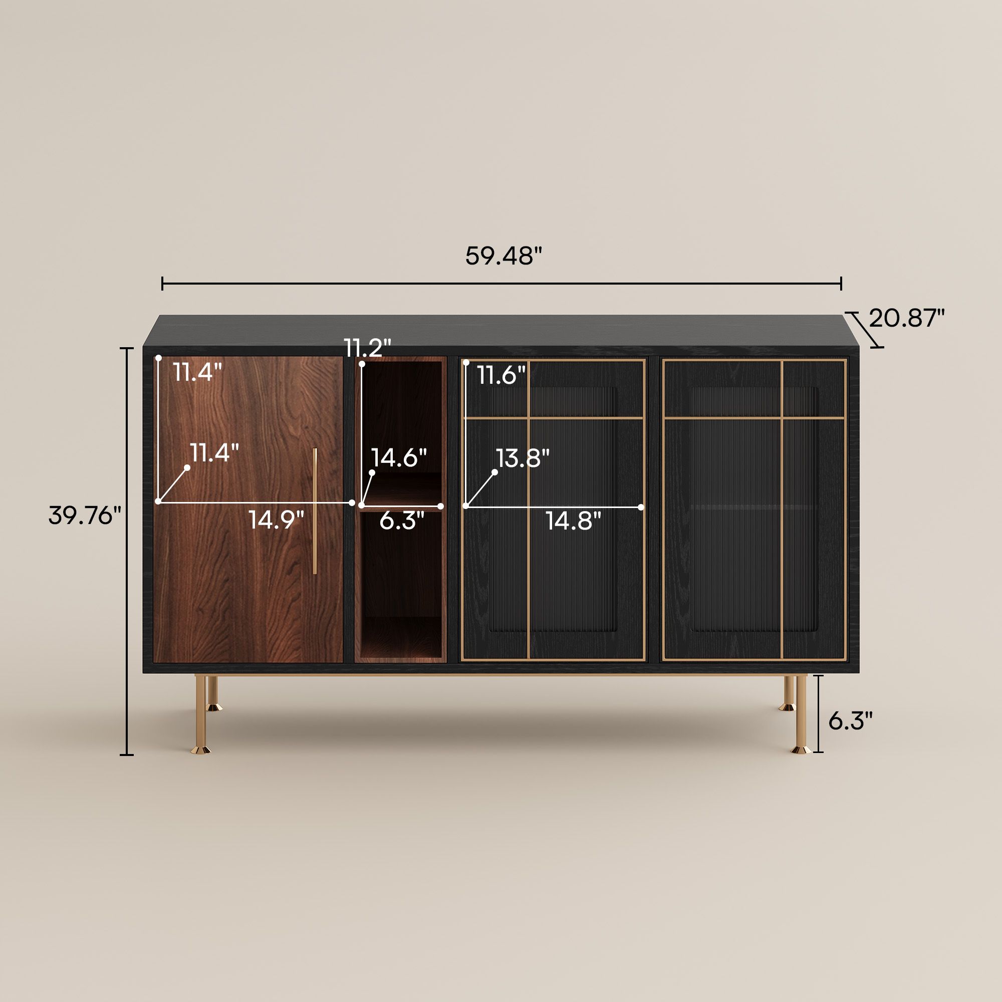 Bar Cabinet Walnut Engineered Wood Storage Cabinets