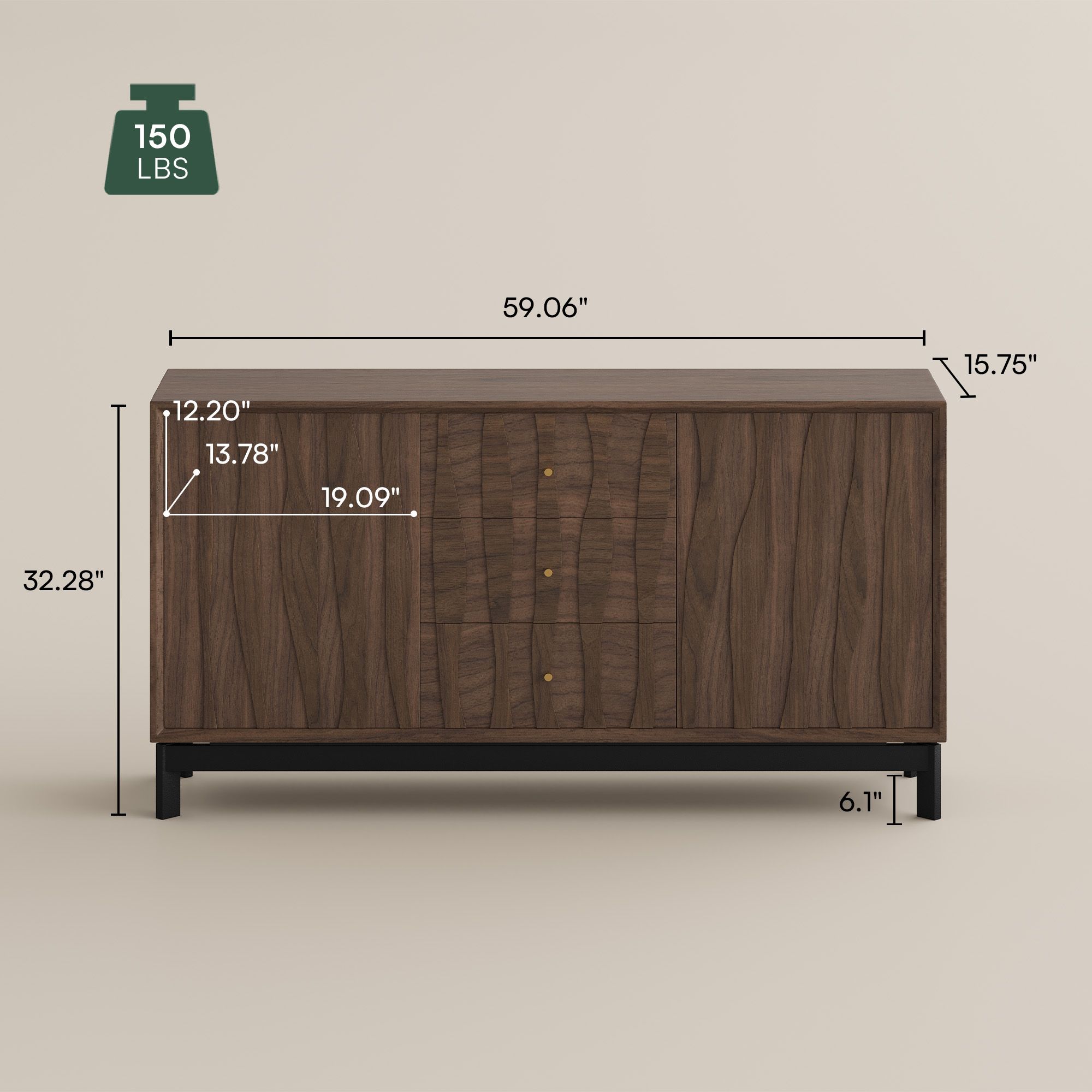 Mid Century Modern Walnut Engineered Wood Storage Cabinets