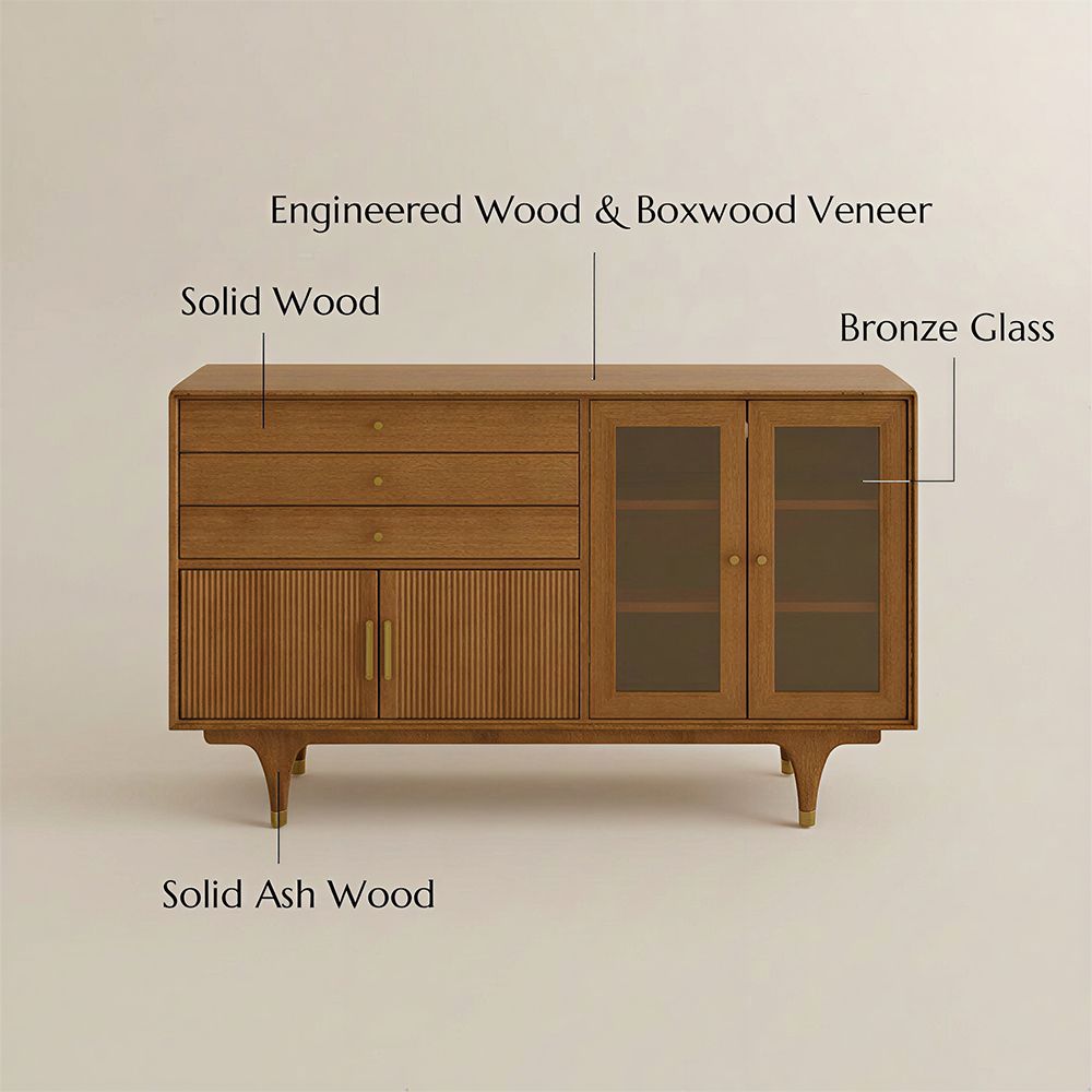 Drawer Storage Walnut Engineered Wood Storage Cabinets