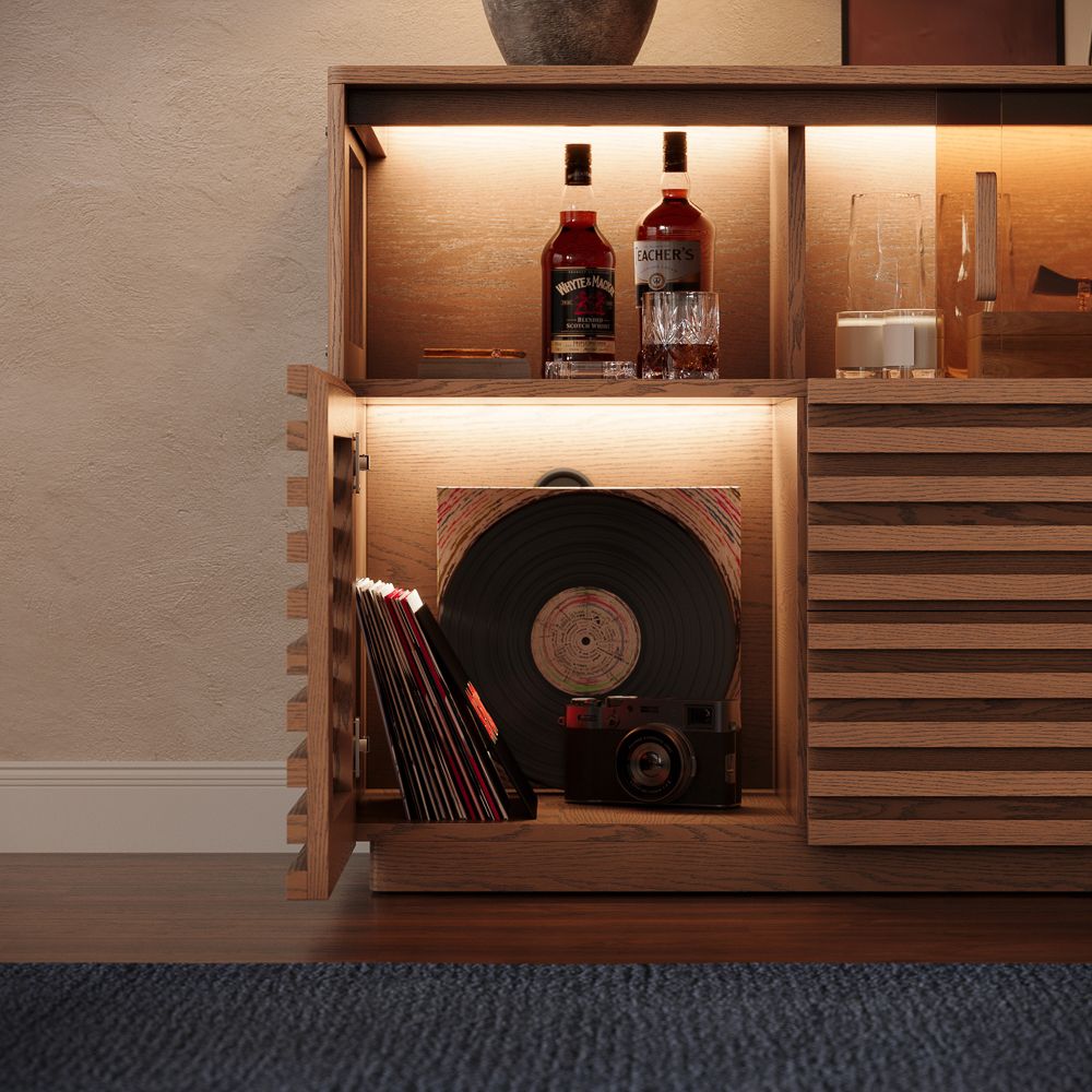 Selene Walnut Color Engineered Wood Storage Cabinets